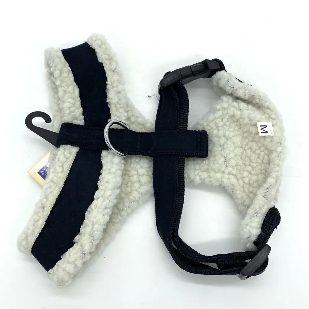East Side Collection Cozy Sherpa Dog Pet Harness Faux Suede Size Medium Black
